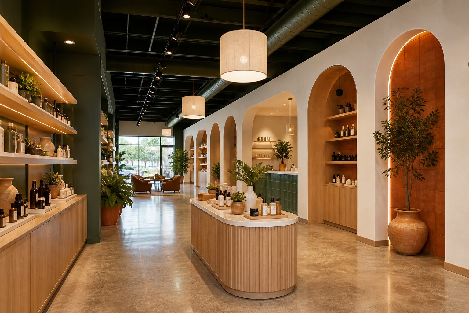 Finished boutique commercial build-out with custom millwork and customer areas