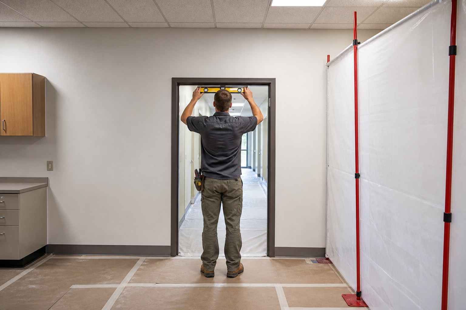Renovation work inside an active institutional property in Tampa