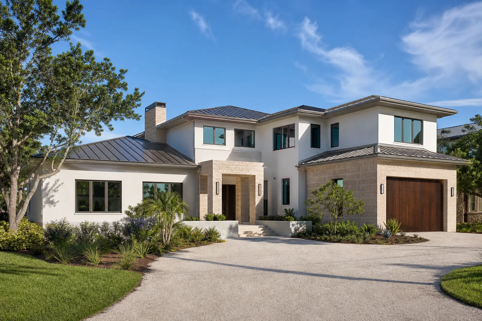 Completed coastal custom home in Sarasota, Florida