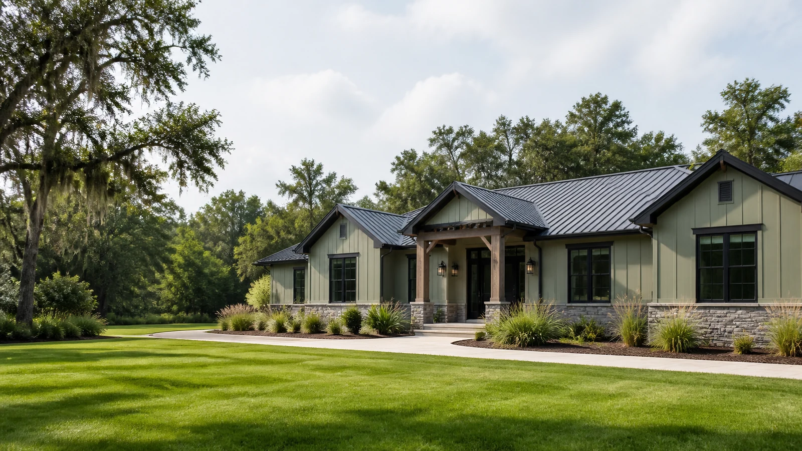 Finished sage-green contemporary ranch home in Pasco County