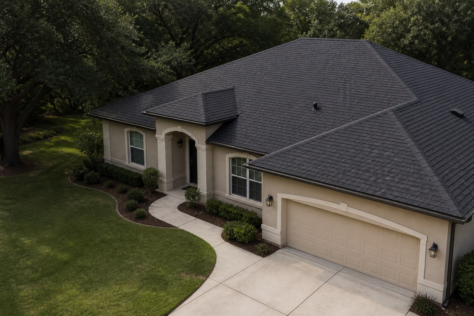 Illustrative Florida home showing completed roofing services with an architectural shingle roof