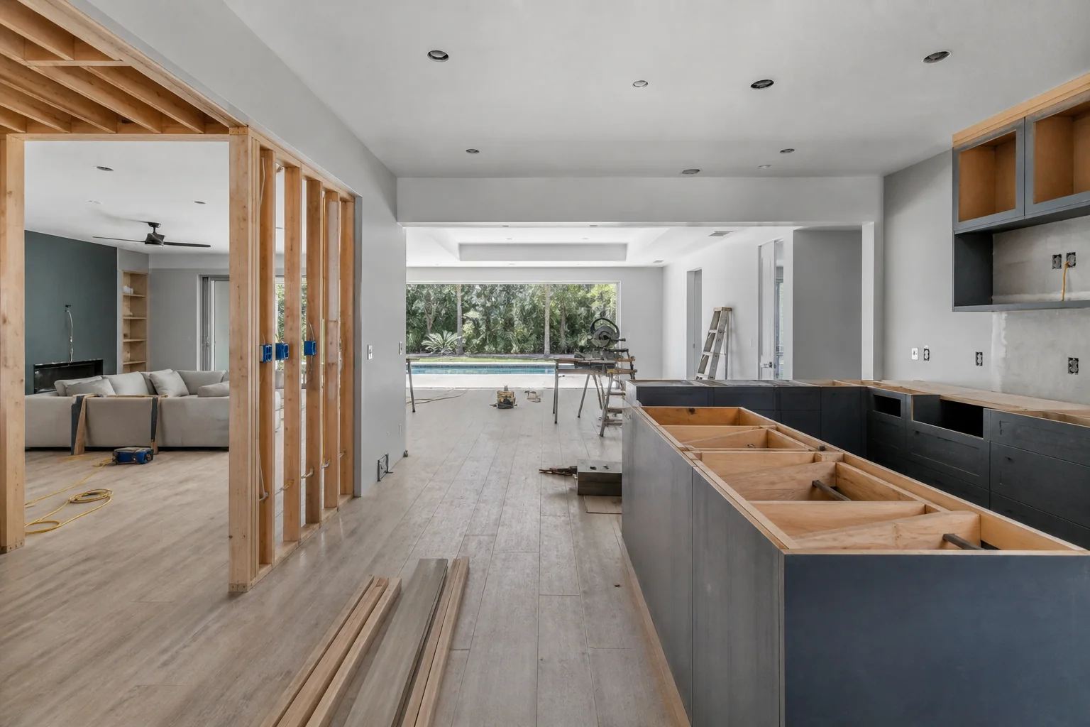 Whole-home remodeling construction underway in Tampa, Florida